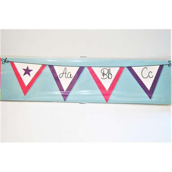 Alphabet Wall Border Blue Flags Teaching Tree School Classroom Kids Room Nursery - Picture 3 of 3